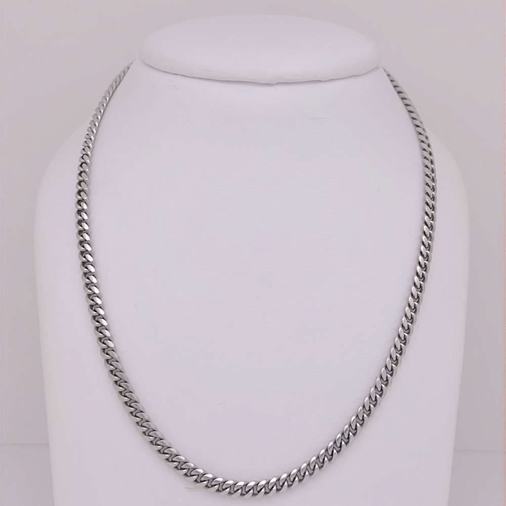 NEW — Solid Sterling Silver w/ Rhodium Plating Miami Cuban Chain (4mm)